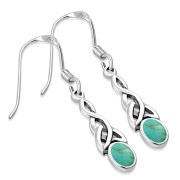 Turquoise Celtic Trinity Knot Silver Earrings - e389h